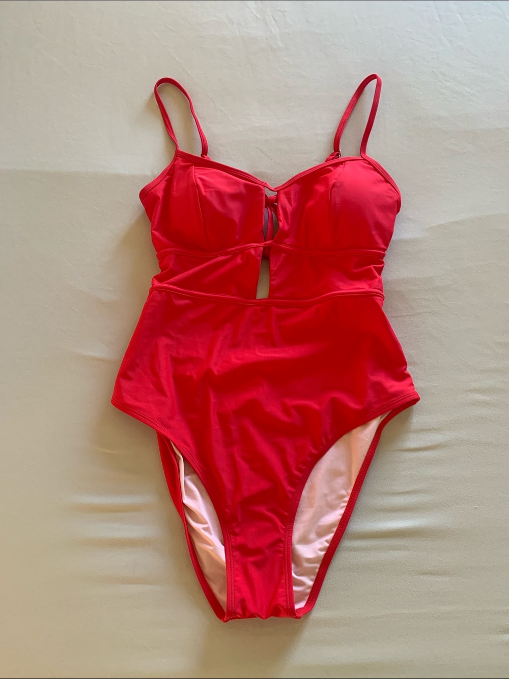 Cupshe Bright Red One-Piece Swimsuit with Front Keyhole